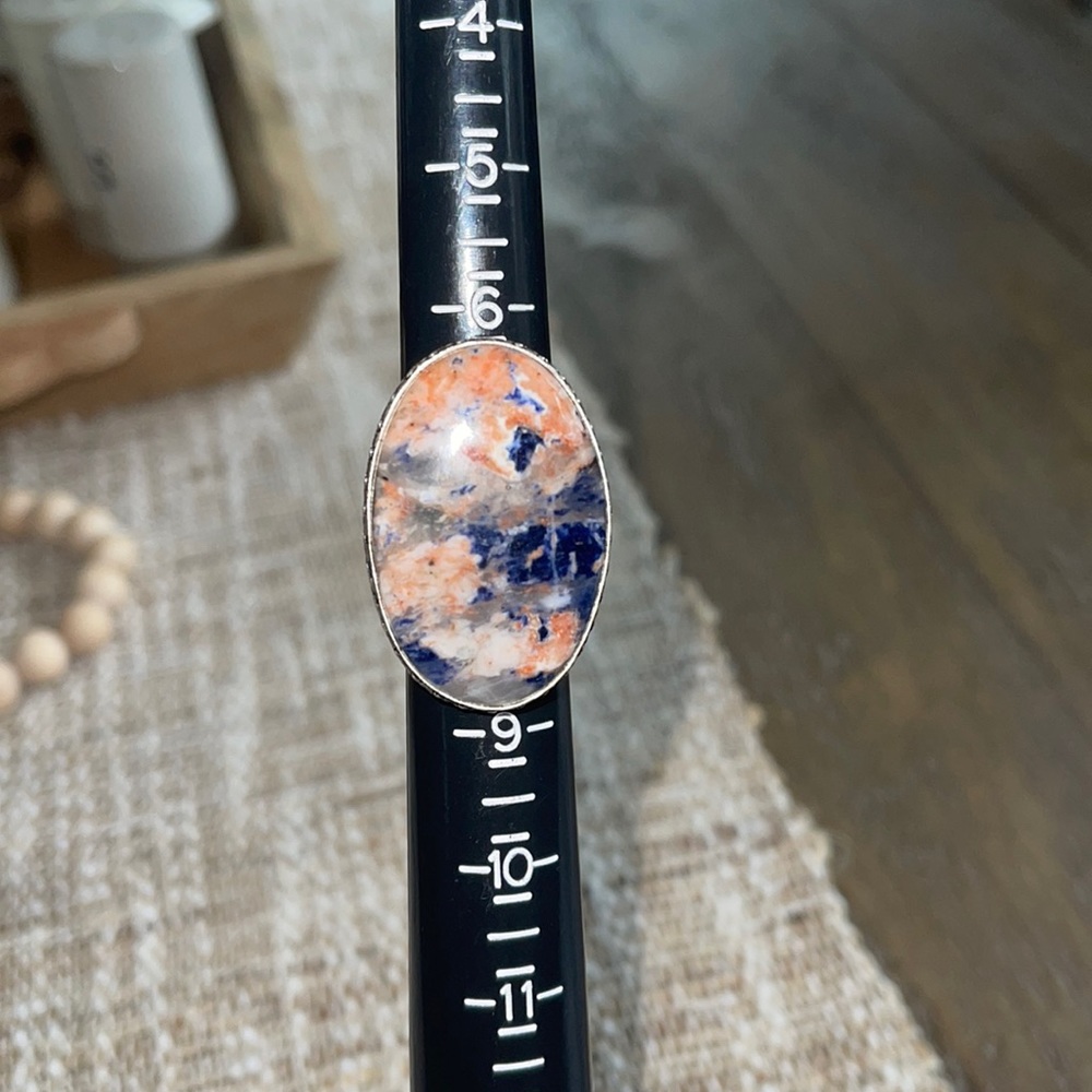 Sterling Silver Oval Sodalite Ring Size 7.75